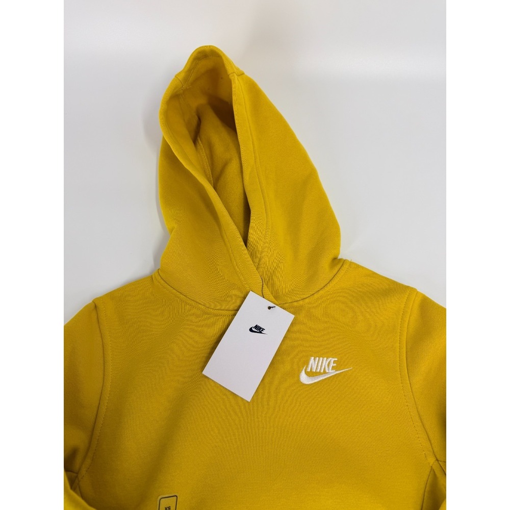 Nike Sweatshirt Youth Size S Yellow Futura Club Fleece Hoodie Sweater Boys Kids - Picture 3 of 4